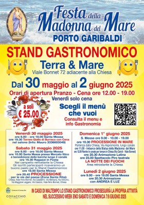 Menù stand gastronomico Festa Madonna del Mare 2025